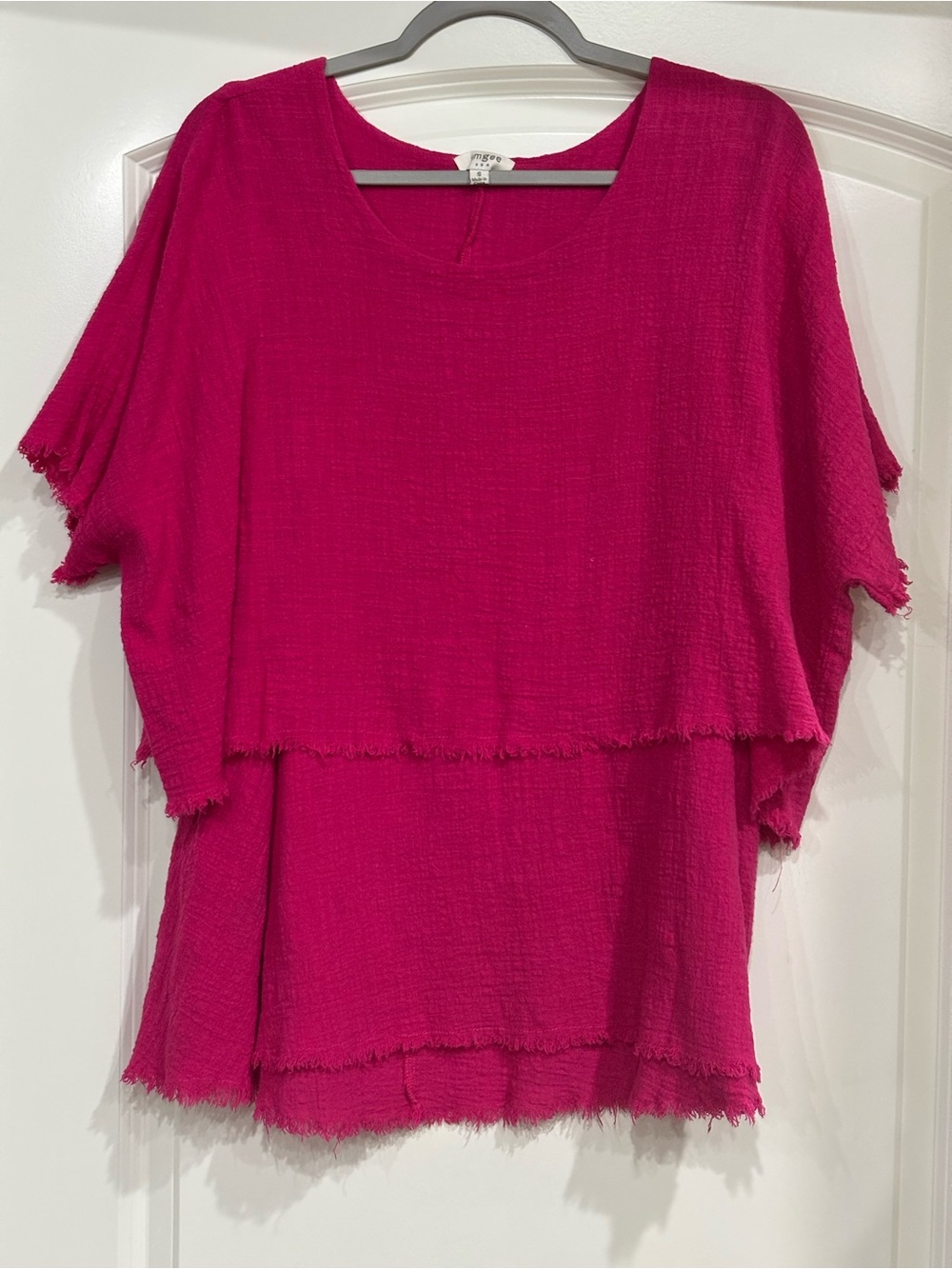Umgee Hot Pink Layered Short-Sleeve Tunic